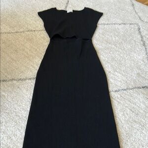 Wilfred Black Midi Sheath Dress Crew Neck Cap Sleeve